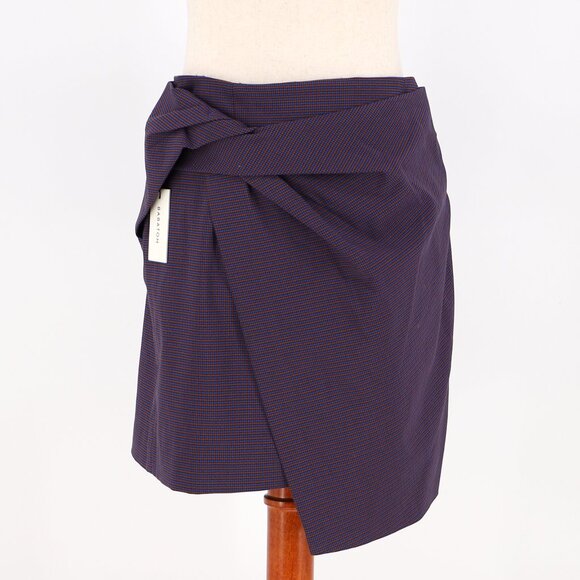 NWT ARITZIA BABATON Jethro Plaid Faux Twist Mini Skirt Asymmetric Purple Size 6 - Picture 5 of 10